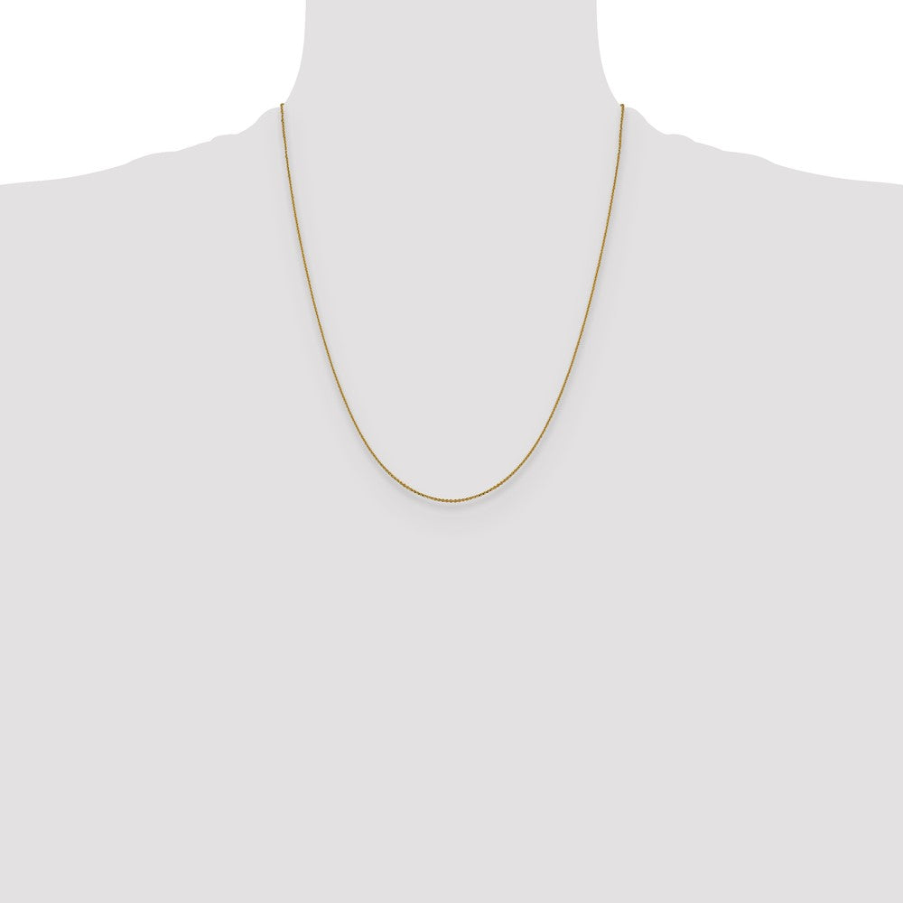 22 Inch 14K Yellow Gold 1.0 mm D/C Cable Chain Necklace