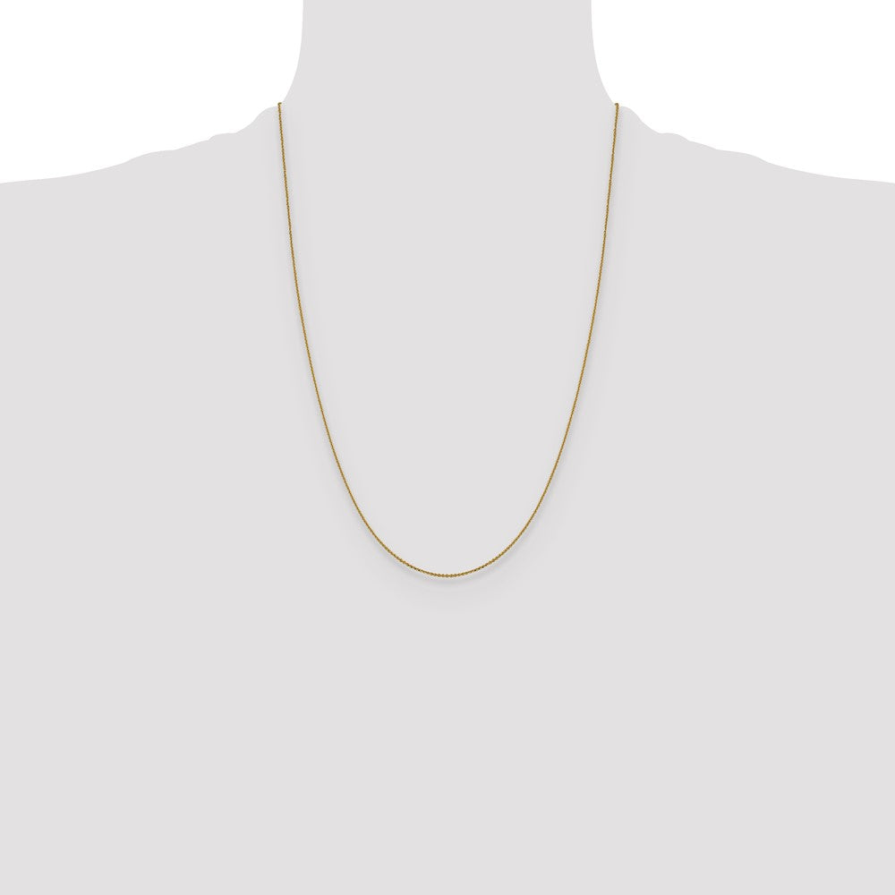 24 Inch 14K Yellow Gold 1.0 mm D/C Cable Chain Necklace