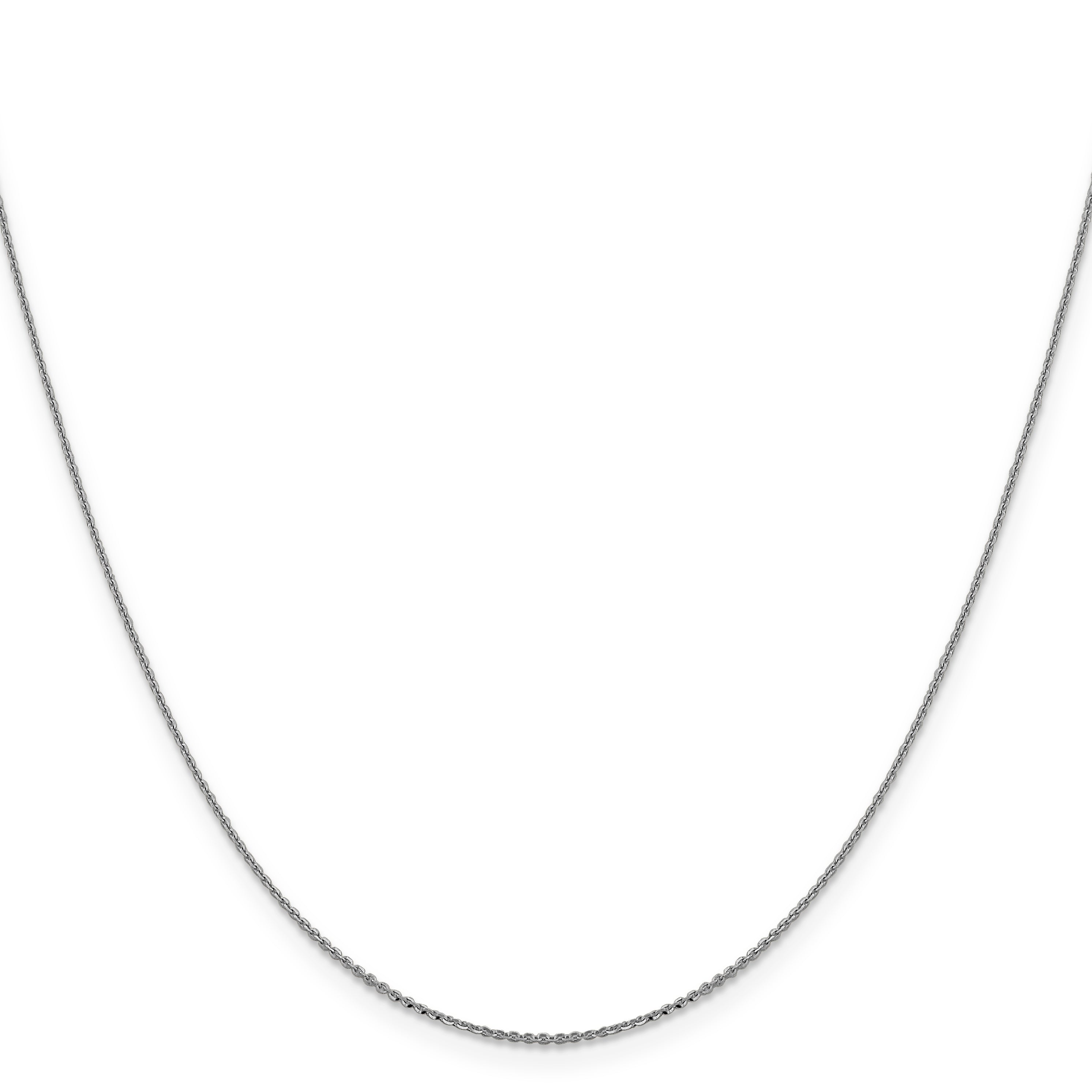 18 Inch 14K White Gold 1.0 mm D/C Cable Chain Necklace