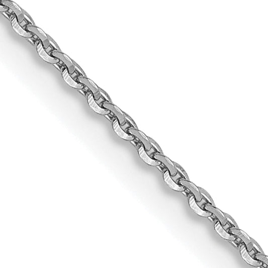 18 Inch 14K White Gold 1.0 mm D/C Cable Chain Necklace