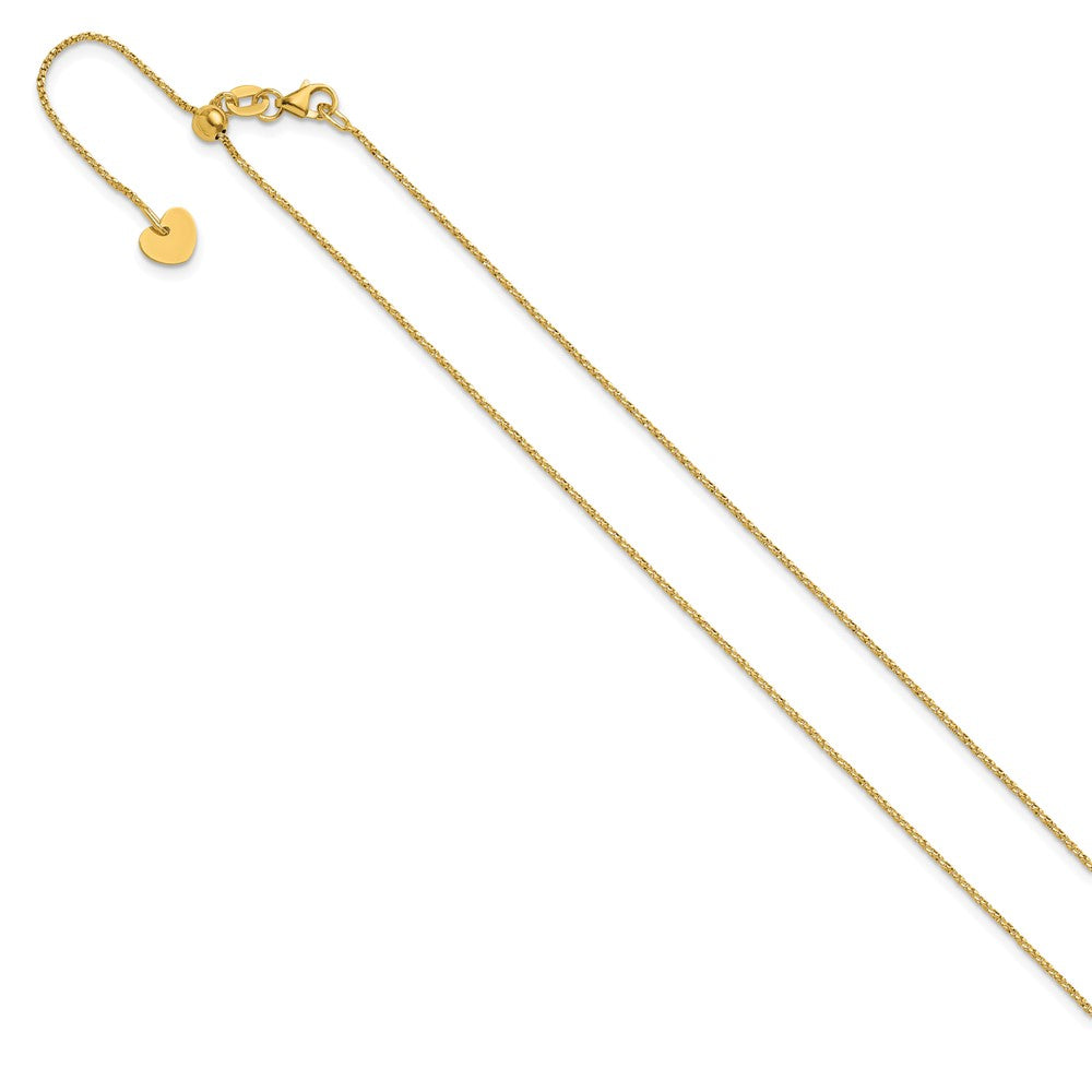 22 Inch 14K Adjustable .9mm D/C Twisted Box Chain Necklace