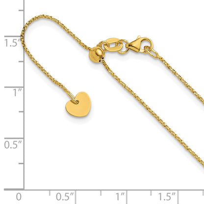 22 Inch 14K Adjustable .9mm D/C Twisted Box Chain Necklace
