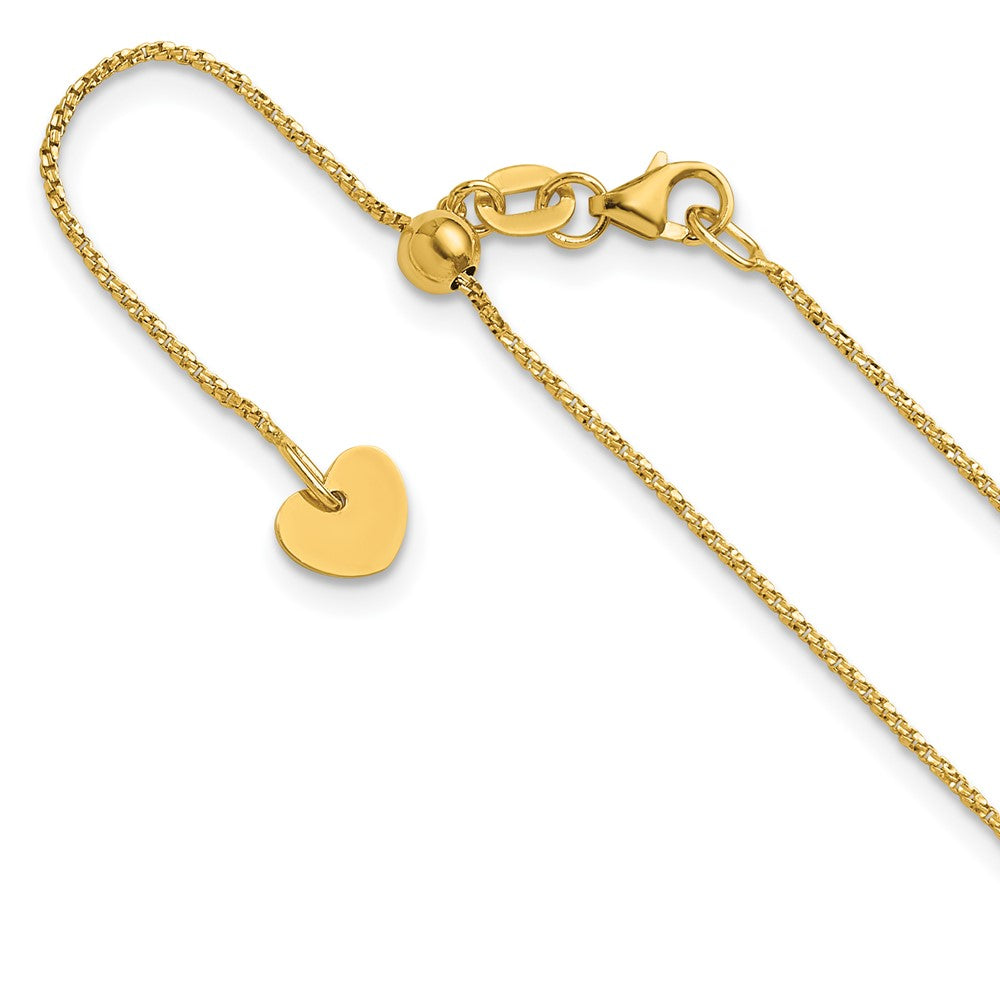 22 Inch 14K Adjustable .9mm D/C Twisted Box Chain Necklace