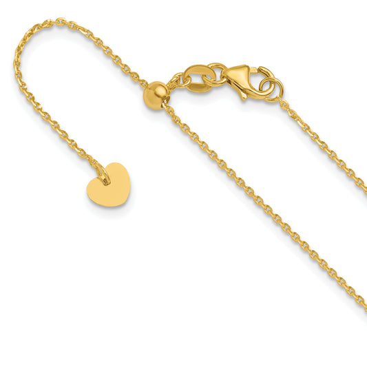 30 Inch 14K Adjustable 1.15mm D/C Oval Link Chain Necklace