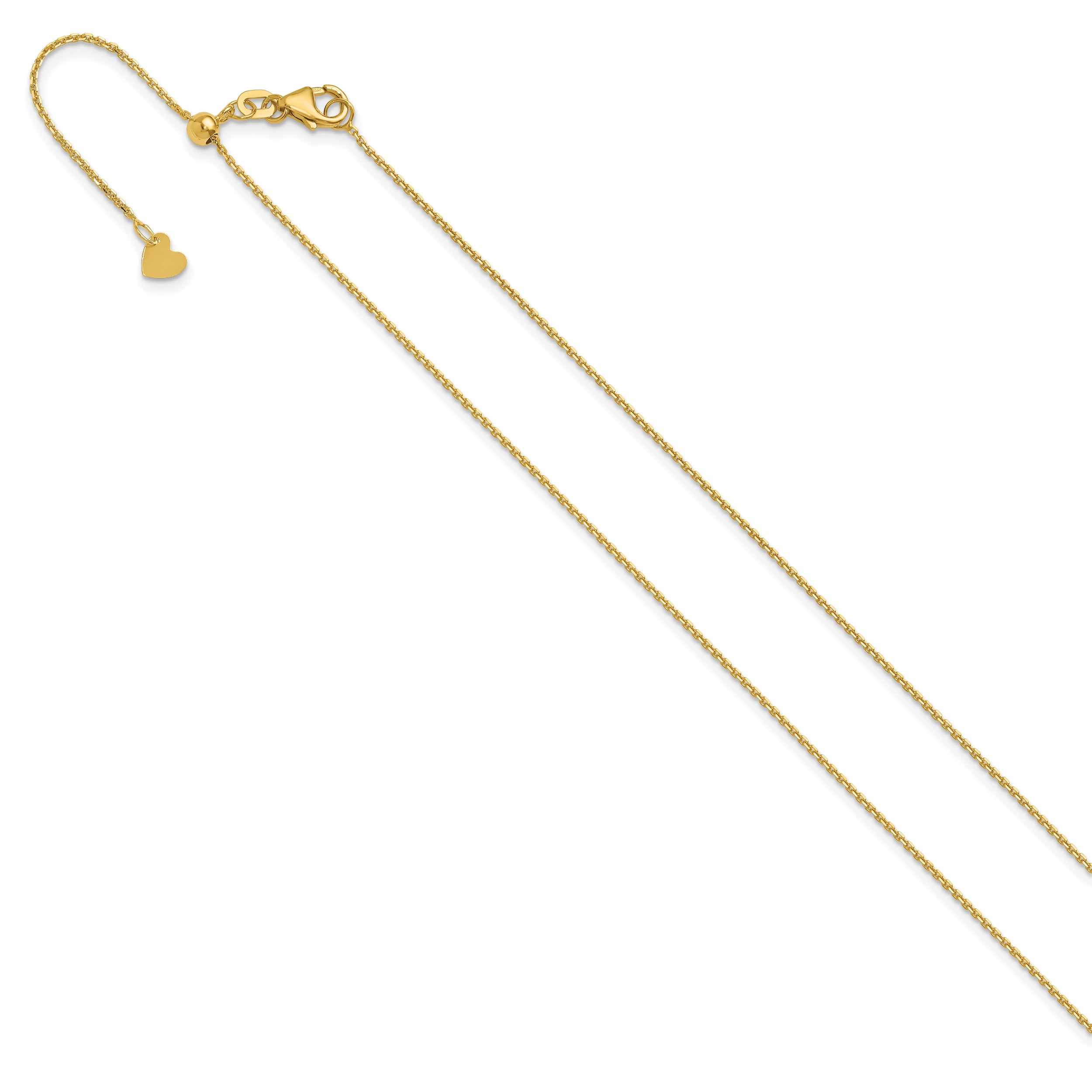 22 Inch 14K Adjustable 1.1mm D/C Cable Chain Necklace