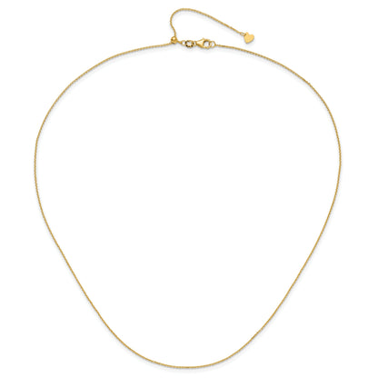 22 Inch 14K Adjustable 1.1mm D/C Cable Chain Necklace