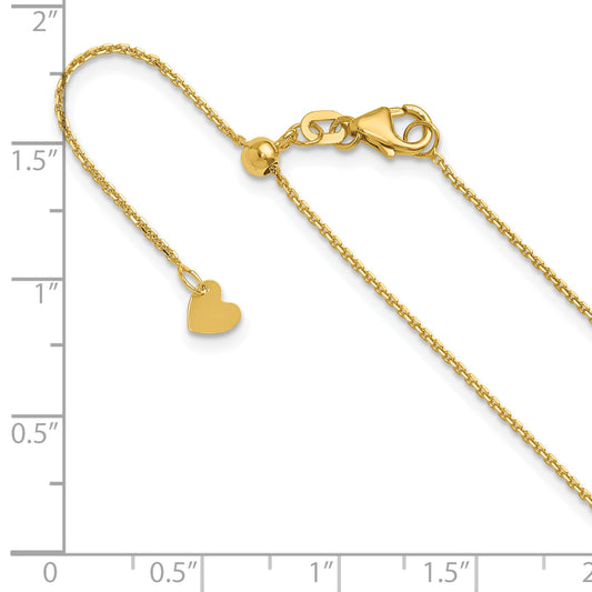 22 Inch 14K Adjustable 1.1mm D/C Cable Chain Necklace