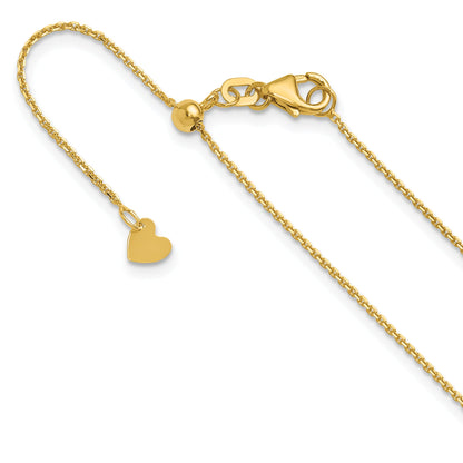 22 Inch 14K Adjustable 1.1mm D/C Cable Chain Necklace