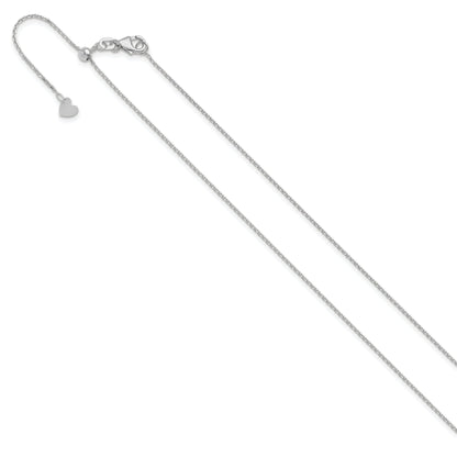 22 Inch 14K White Gold Adjustable 1.1mm D/C Cable Chain Necklace