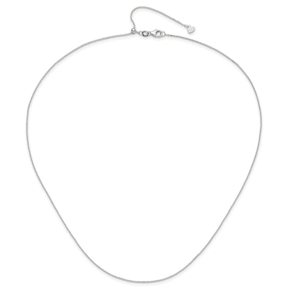 22 Inch 14K White Gold Adjustable 1.1mm D/C Cable Chain Necklace