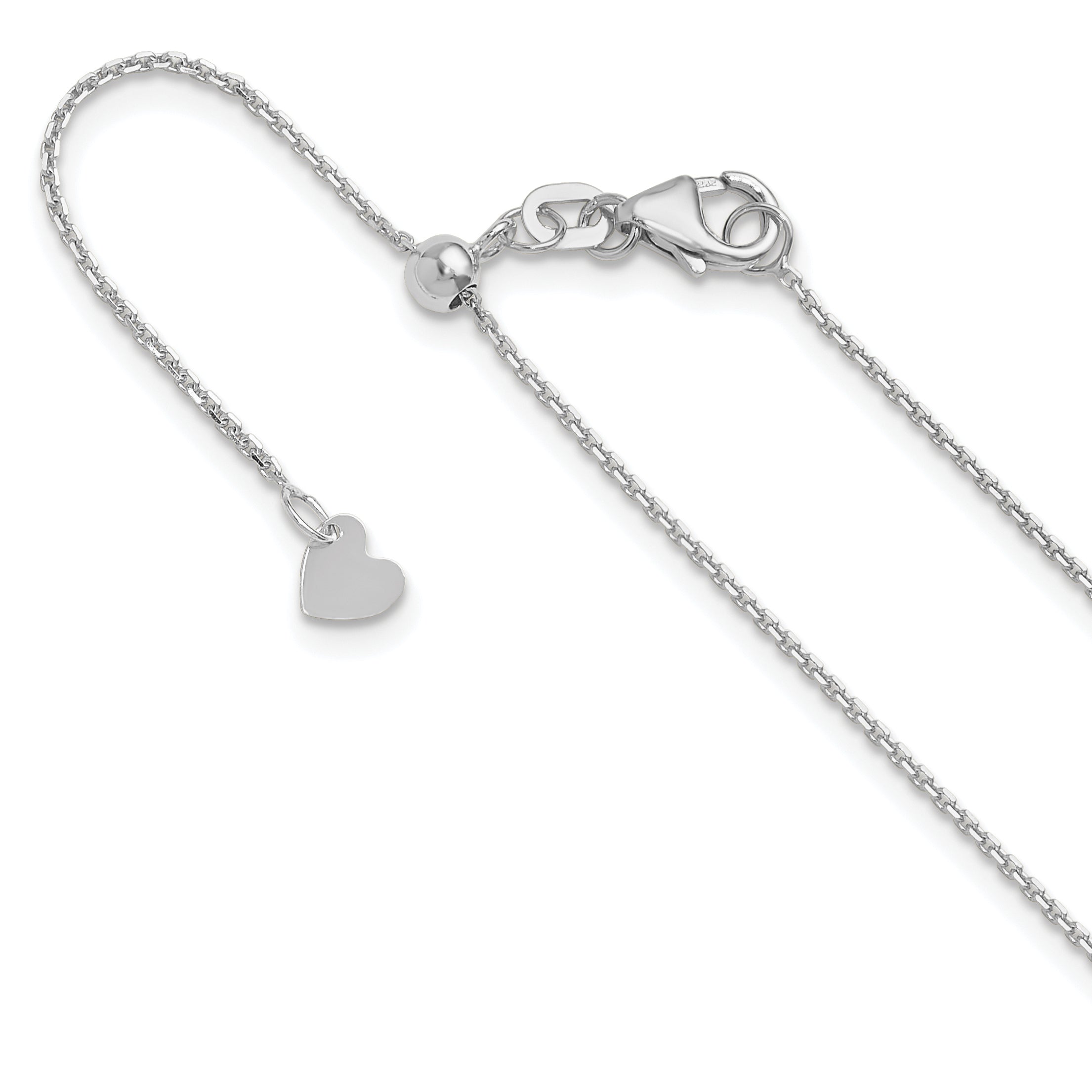 22 Inch 14K White Gold Adjustable 1.1mm D/C Cable Chain Necklace