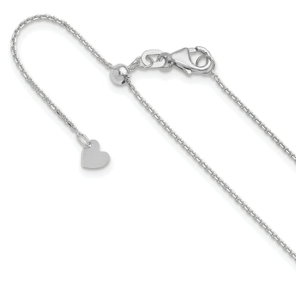 22 Inch 14K White Gold Adjustable 1.1mm D/C Cable Chain Necklace