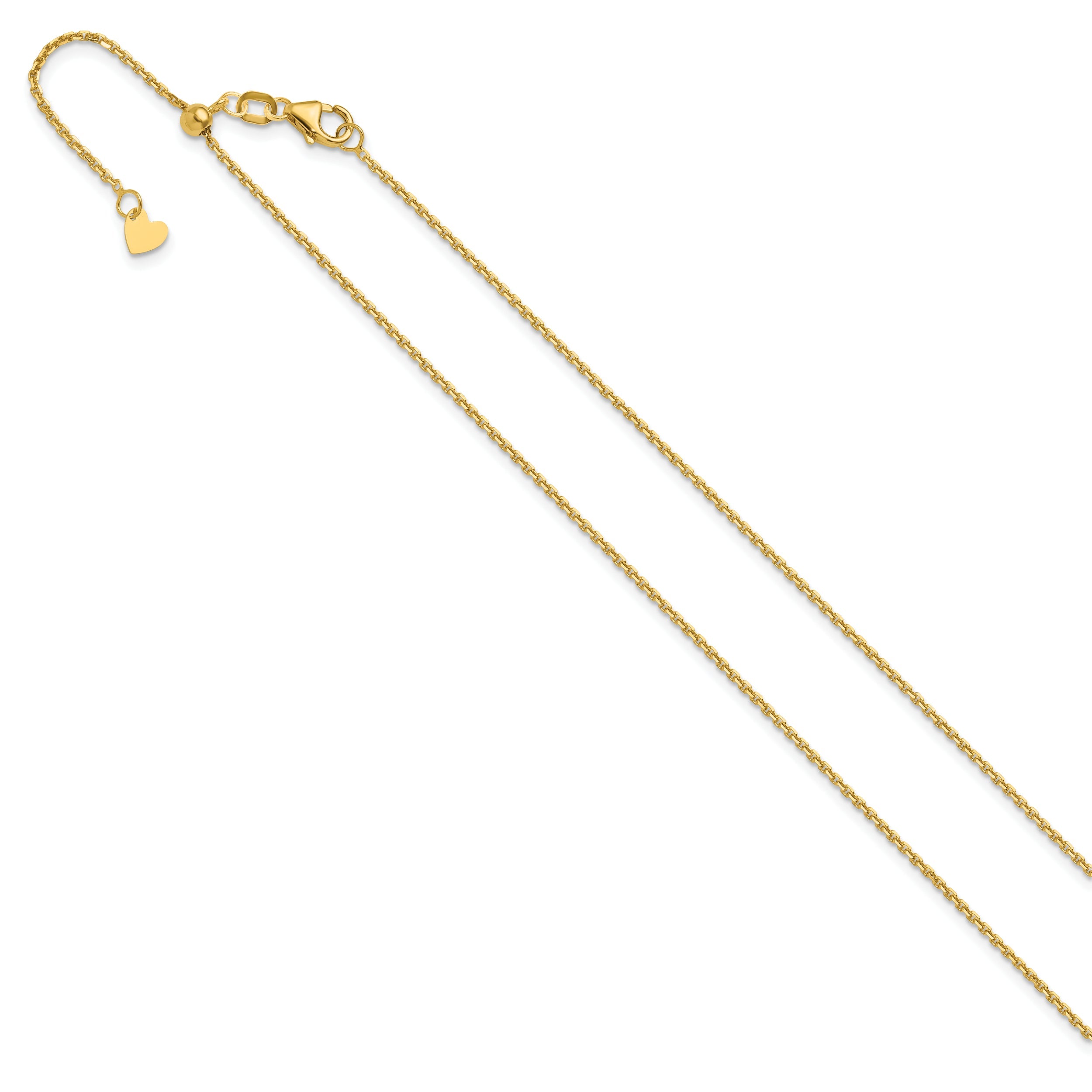 22 Inch 14K Adjustable 1.25mm D/C Cable Chain Necklace