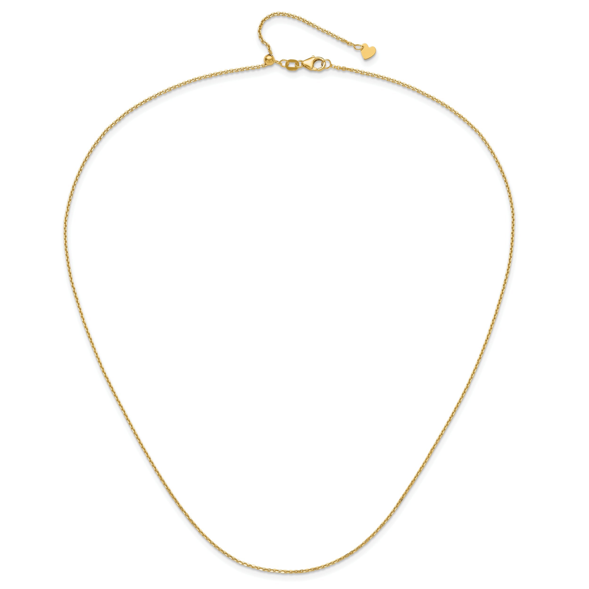 22 Inch 14K Adjustable 1.25mm D/C Cable Chain Necklace