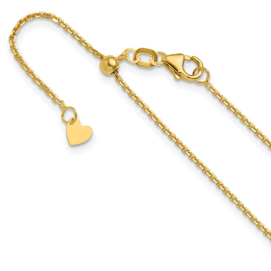 22 Inch 14K Adjustable 1.25mm D/C Cable Chain Necklace