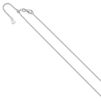 22 Inch 14K White Gold Adjustable 1.25mm D/C Cable Chain Necklace