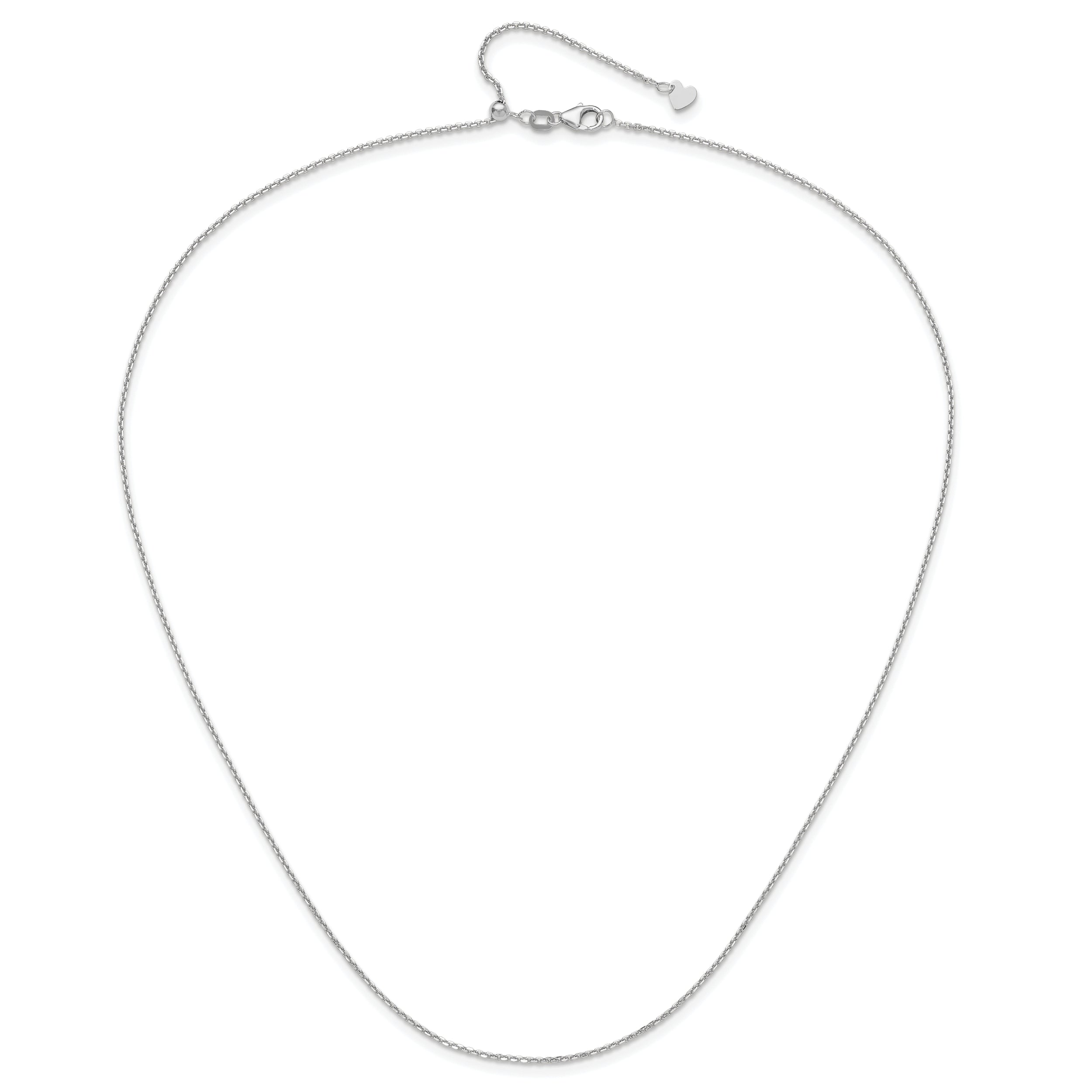 22 Inch 14K White Gold Adjustable 1.25mm D/C Cable Chain Necklace