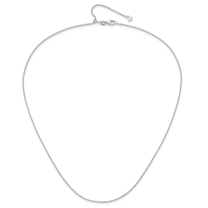 22 Inch 14K White Gold Adjustable 1.25mm D/C Cable Chain Necklace