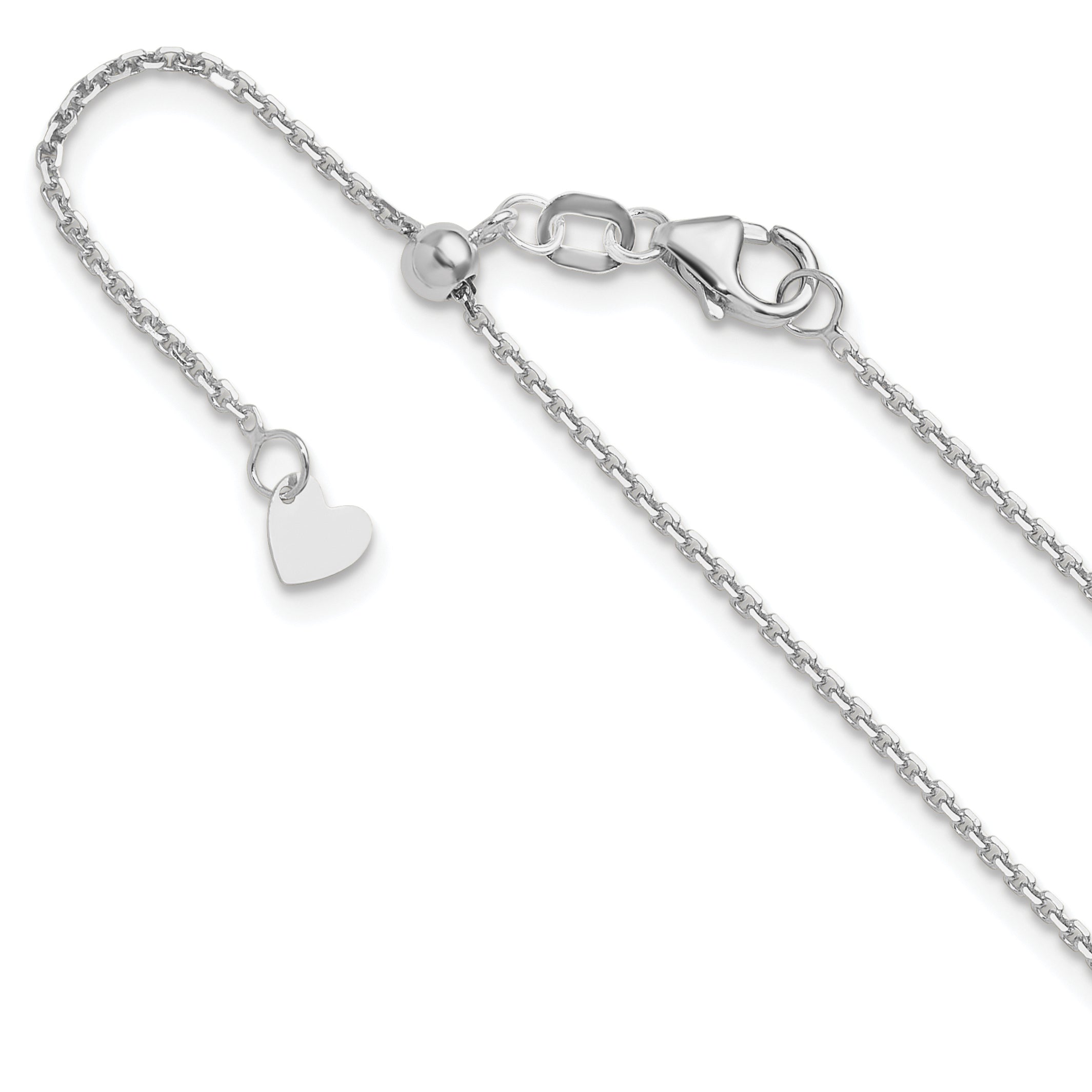 22 Inch 14K White Gold Adjustable 1.25mm D/C Cable Chain Necklace