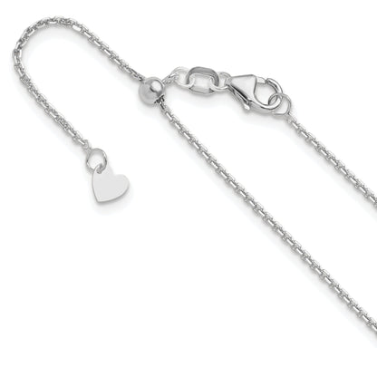 22 Inch 14K White Gold Adjustable 1.25mm D/C Cable Chain Necklace