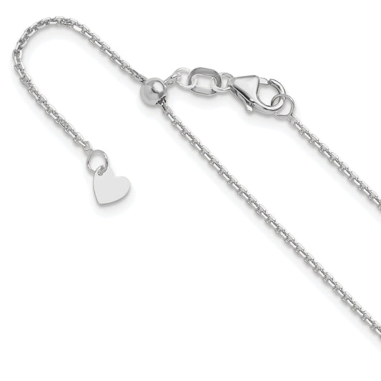 22 Inch 14K White Gold Adjustable 1.25mm D/C Cable Chain Necklace