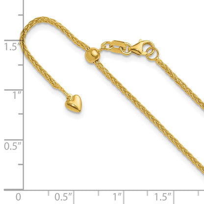 30 Inch 14K Adjustable 1.5mm Wheat Chain Necklace