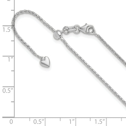 22 Inch 14K White Gold Adjustable 1.3mm D/C Wheat Chain Necklace