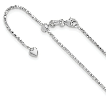 22 Inch 14K White Gold Adjustable 1.3mm D/C Wheat Chain Necklace