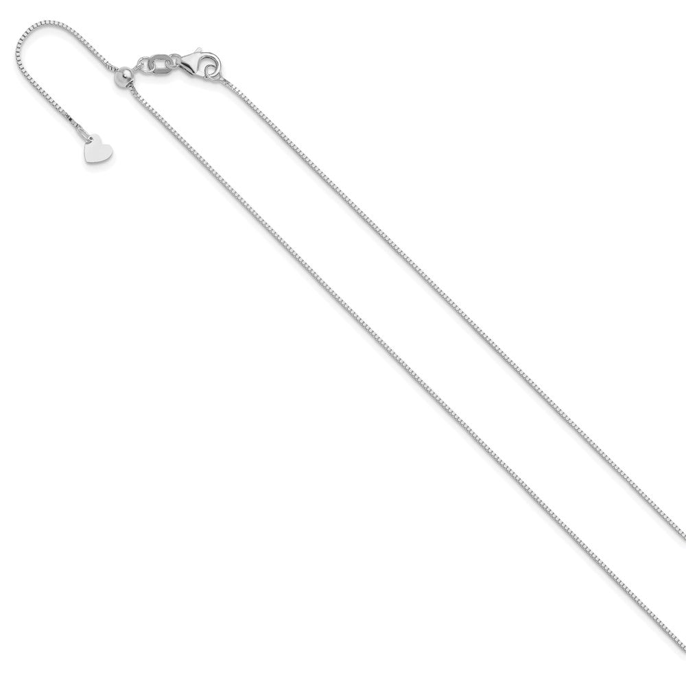 22 Inch 14K White Gold Adjustable .7mm Baby Box Chain Necklace