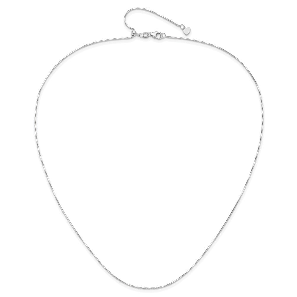 22 Inch 14K White Gold Adjustable .7mm Baby Box Chain Necklace