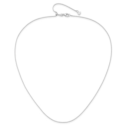 22 Inch 14K White Gold Adjustable .7mm Baby Box Chain Necklace