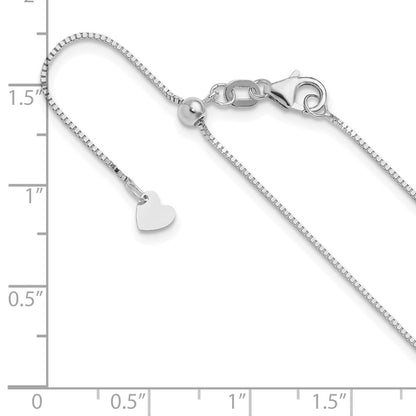 22 Inch 14K White Gold Adjustable .7mm Baby Box Chain Necklace