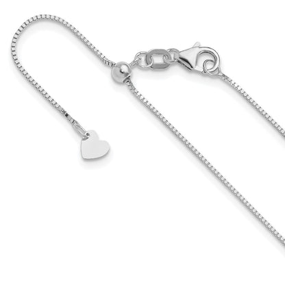 22 Inch 14K White Gold Adjustable .7mm Baby Box Chain Necklace