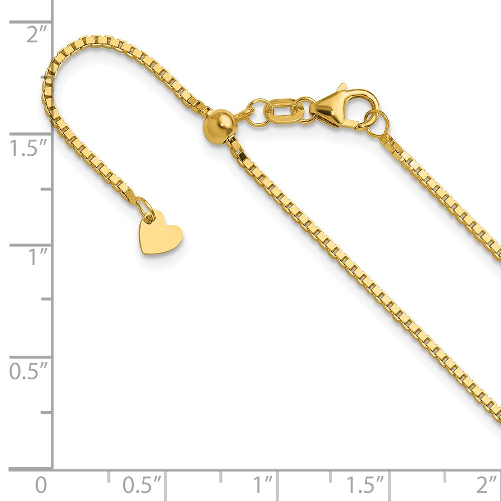 22 Inch 14K Adjustable 1.2mm Box Chain Necklace