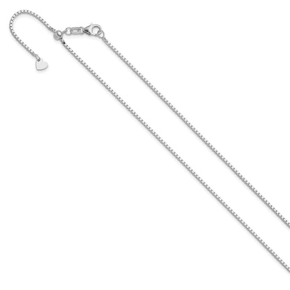 30 Inch 14K White Gold Adjustable 1.2mm Box Chain Necklace