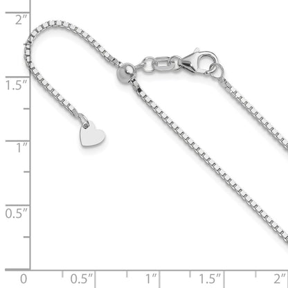 22 Inch 14K White Gold Adjustable 1.2mm Box Chain Necklace