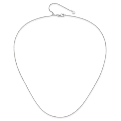 22 Inch 14K White Gold Adjustable 1.25mm Flat Cable Chain Necklace