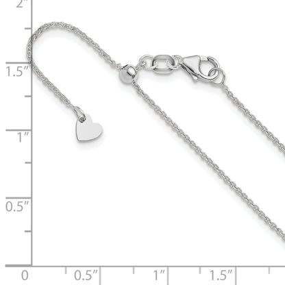 22 Inch 14K White Gold Adjustable 1.25mm Flat Cable Chain Necklace