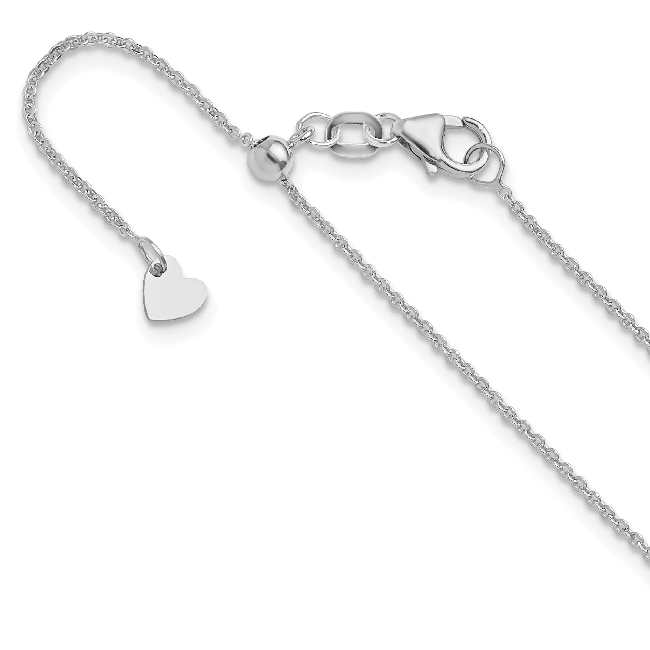 22 Inch 14K White Gold Adjustable 1.25mm Flat Cable Chain Necklace