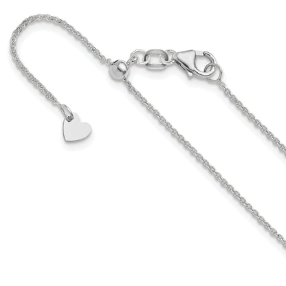 22 Inch 14K White Gold Adjustable 1.25mm Flat Cable Chain Necklace