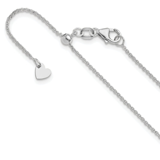 22 Inch 14K White Gold Adjustable 1.25mm Flat Cable Chain Necklace