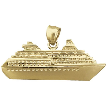 14K Gold 37MM Ocean Liner Cruise Ship Pendant