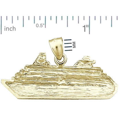14K Gold 37MM Ocean Liner Cruise Ship Pendant