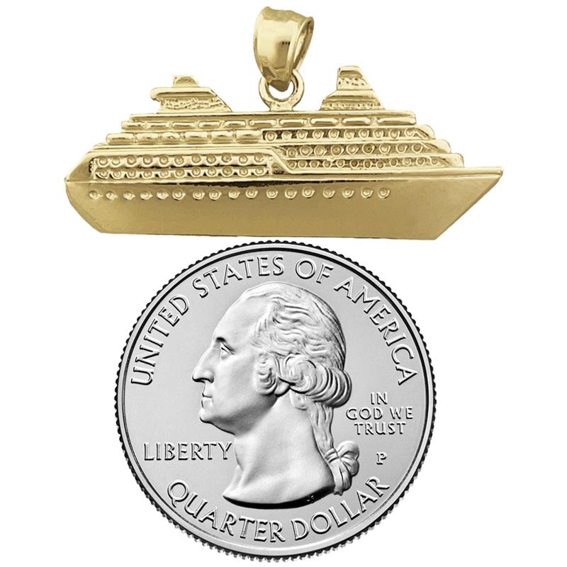 14K Gold 37MM Ocean Liner Cruise Ship Pendant