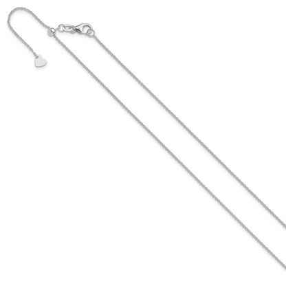 30 Inch 14K White Gold Adjustable 1.1mm Round Cable Chain Necklace