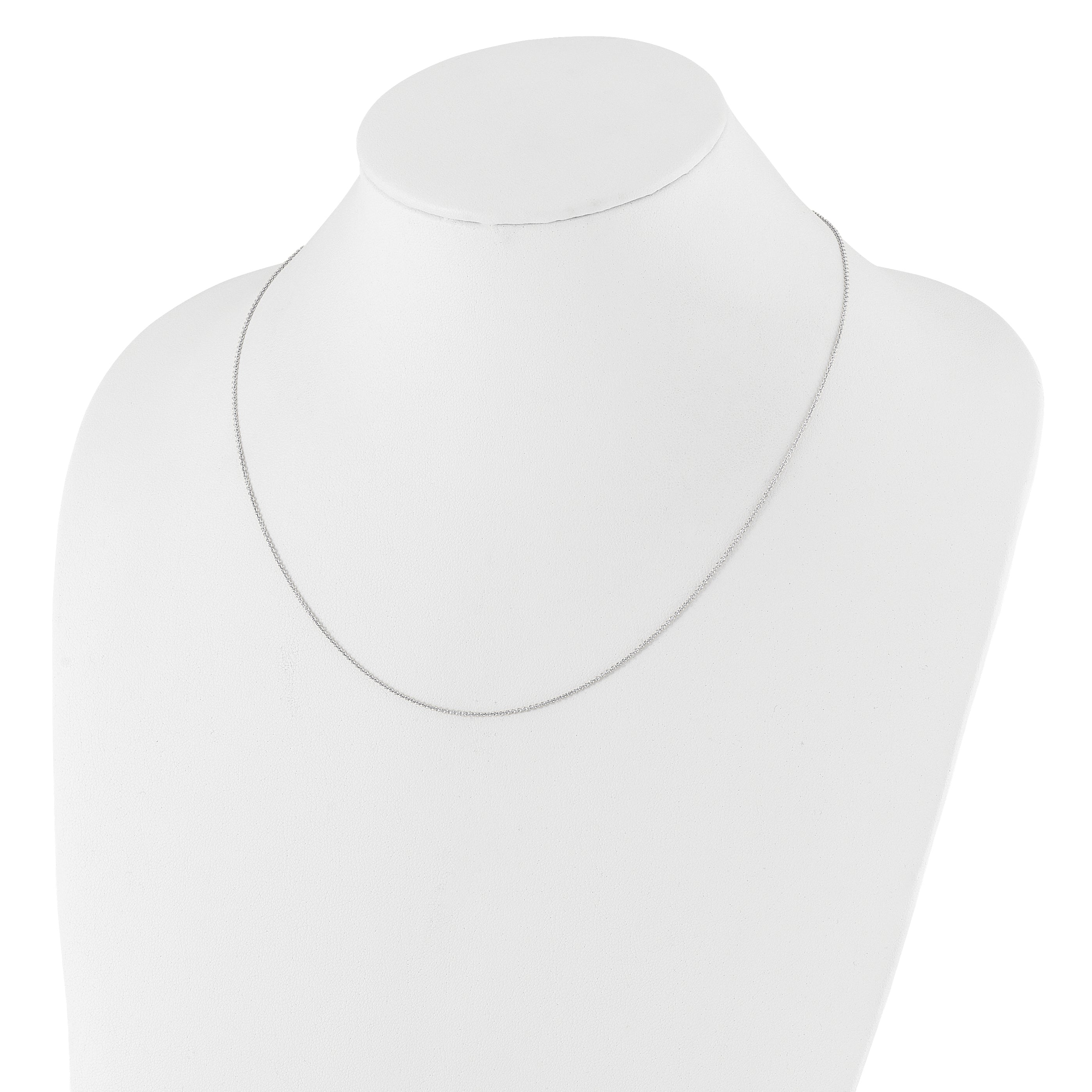 30 Inch 14K White Gold Adjustable 1.1mm Round Cable Chain Necklace