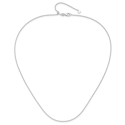 30 Inch 14K White Gold Adjustable 1.1mm Round Cable Chain Necklace