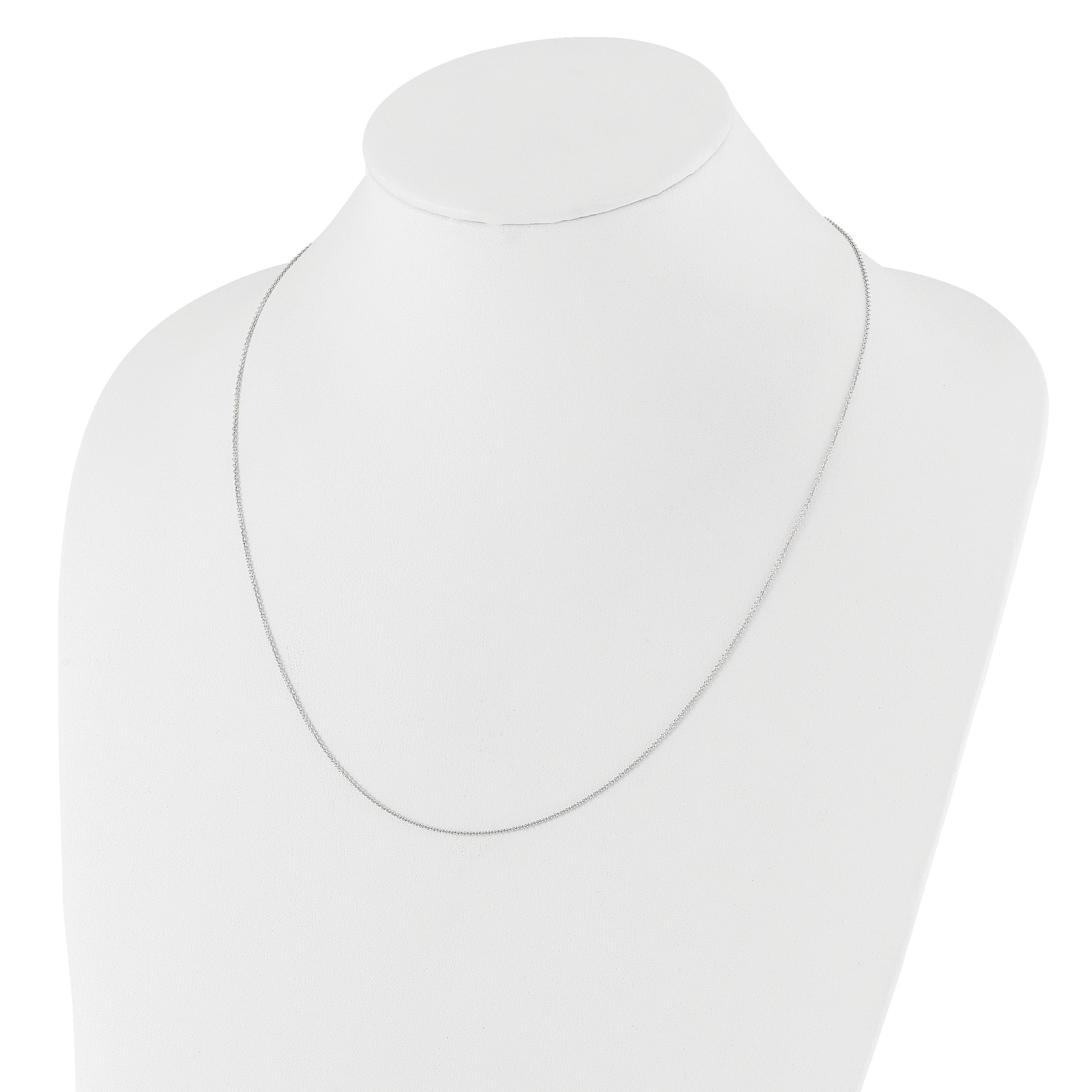30 Inch 14K White Gold Adjustable 1.1mm Round Cable Chain Necklace