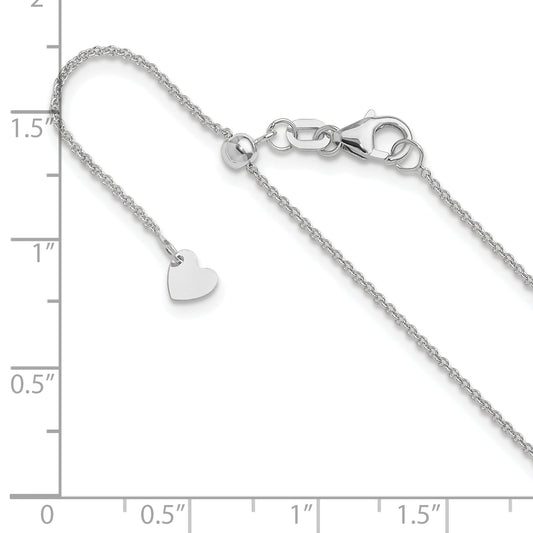22 Inch 14K White Gold Adjustable 1.1mm Round Cable Chain Necklace