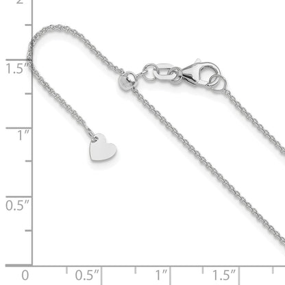30 Inch 14K White Gold Adjustable 1.1mm Round Cable Chain Necklace